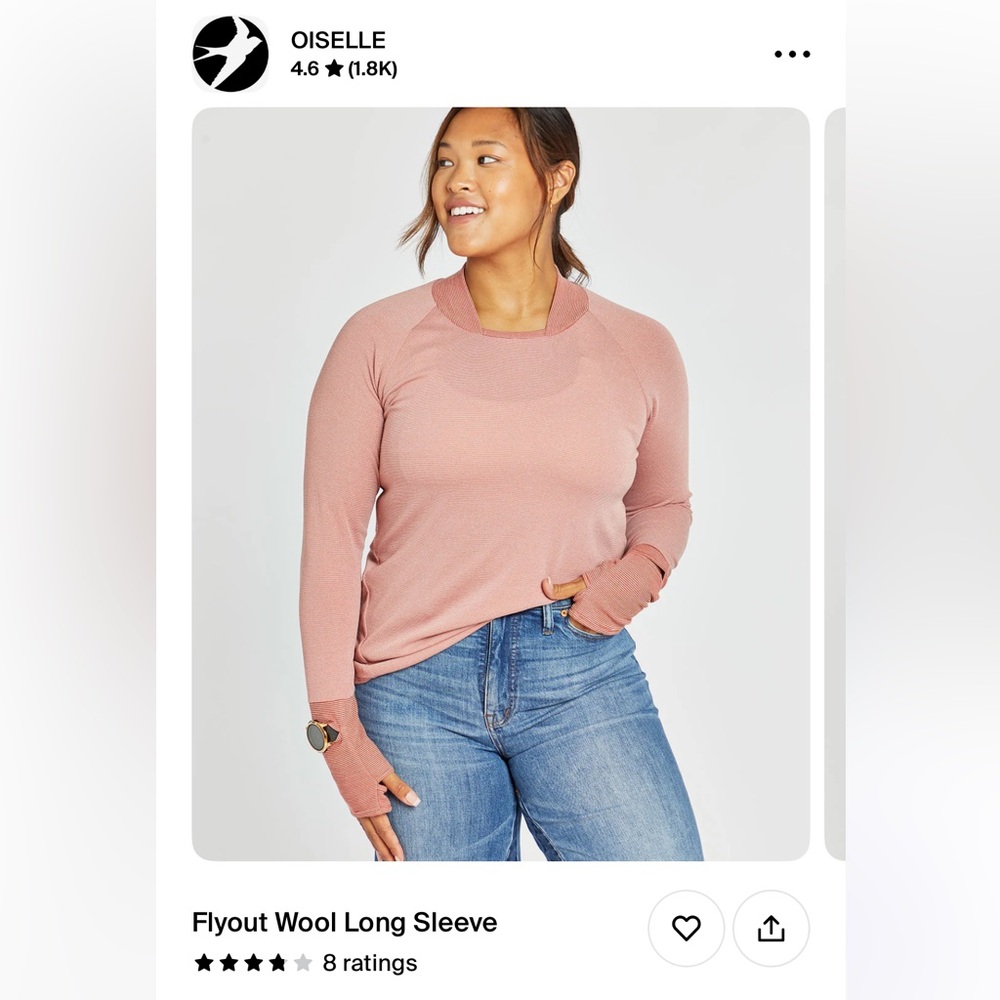Oiselle Wool Flyout long sleeve with Watch Window NWT